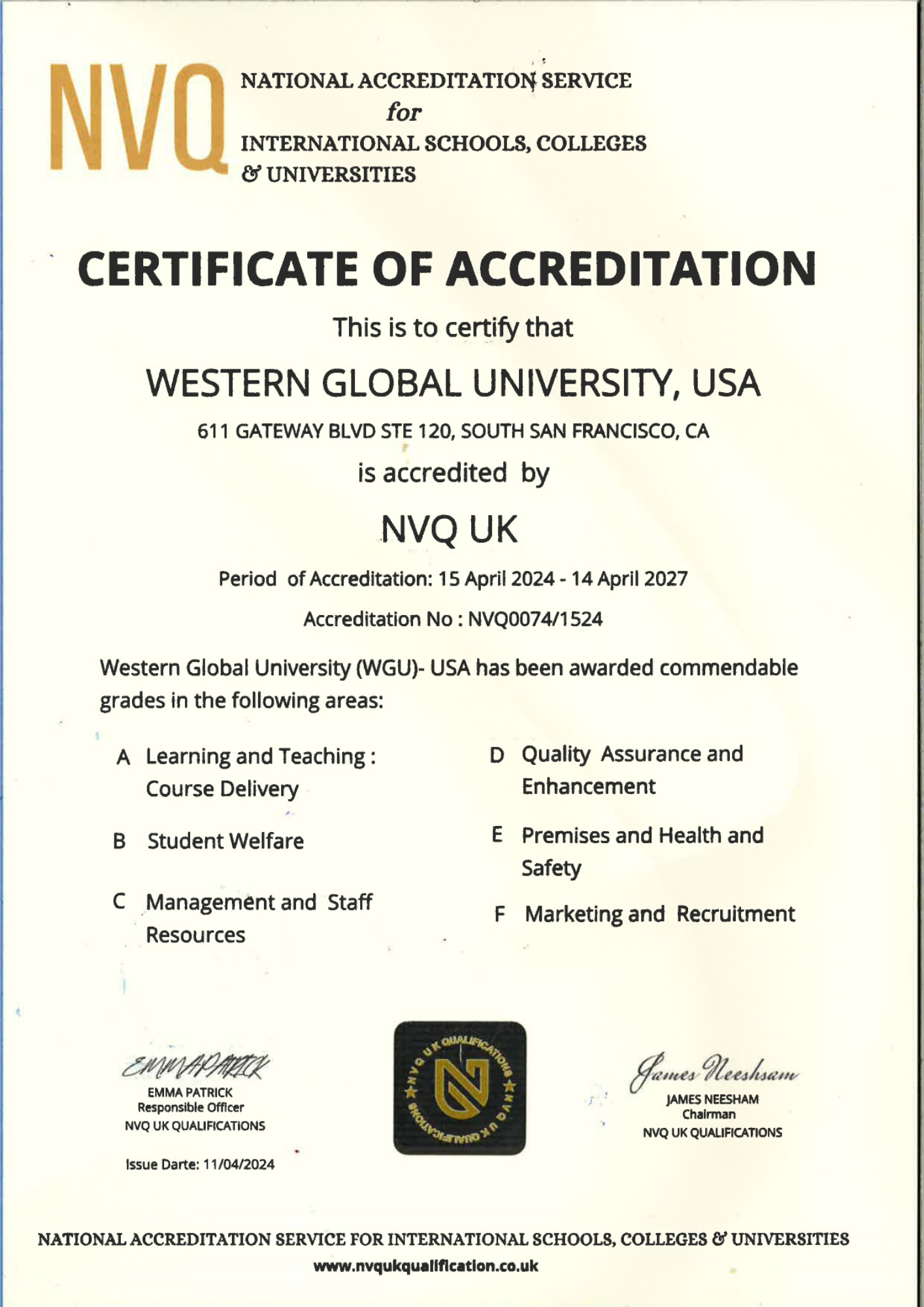 nvq uk accreditation